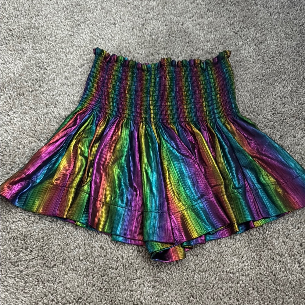 Queen of Sparkles Rainbow Metallic Swing Shorts, XS